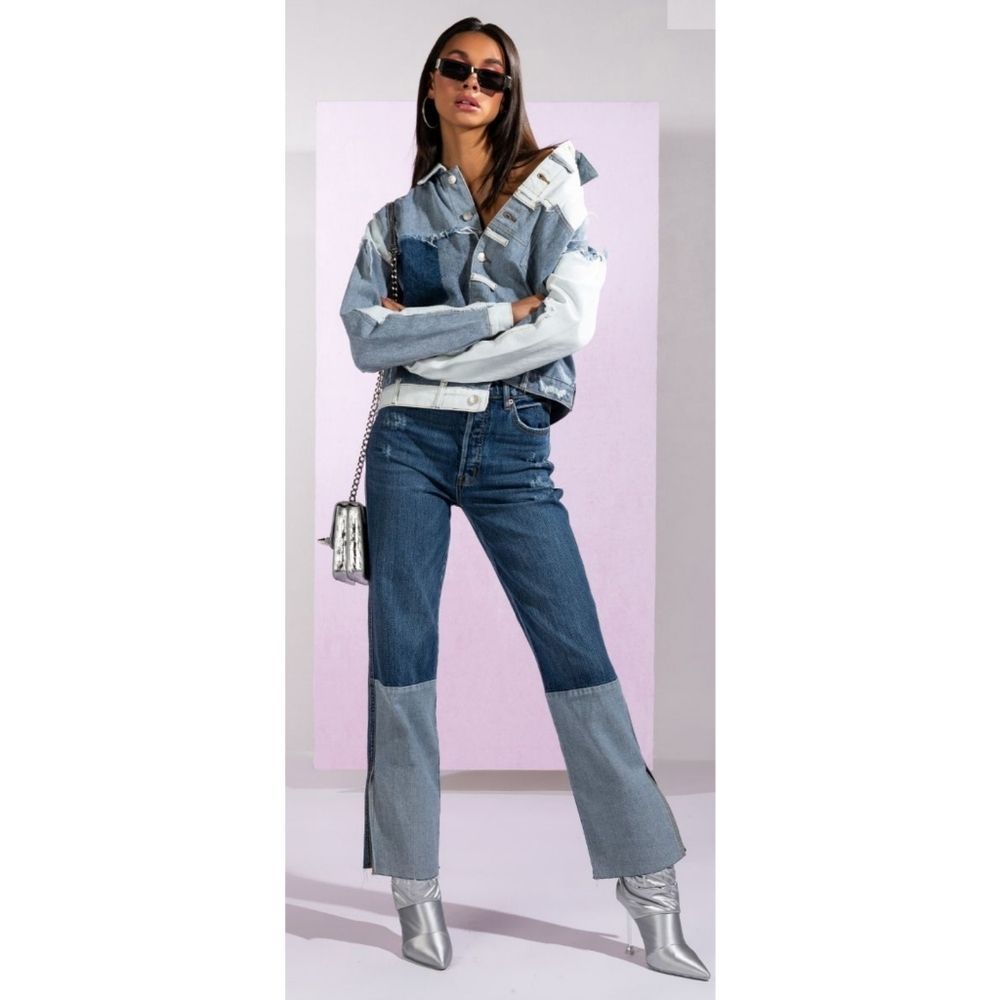 Cello HIGH RISE STRAIGHT LEG PATCHWORK JEANS 13 - Picture 5 of 14